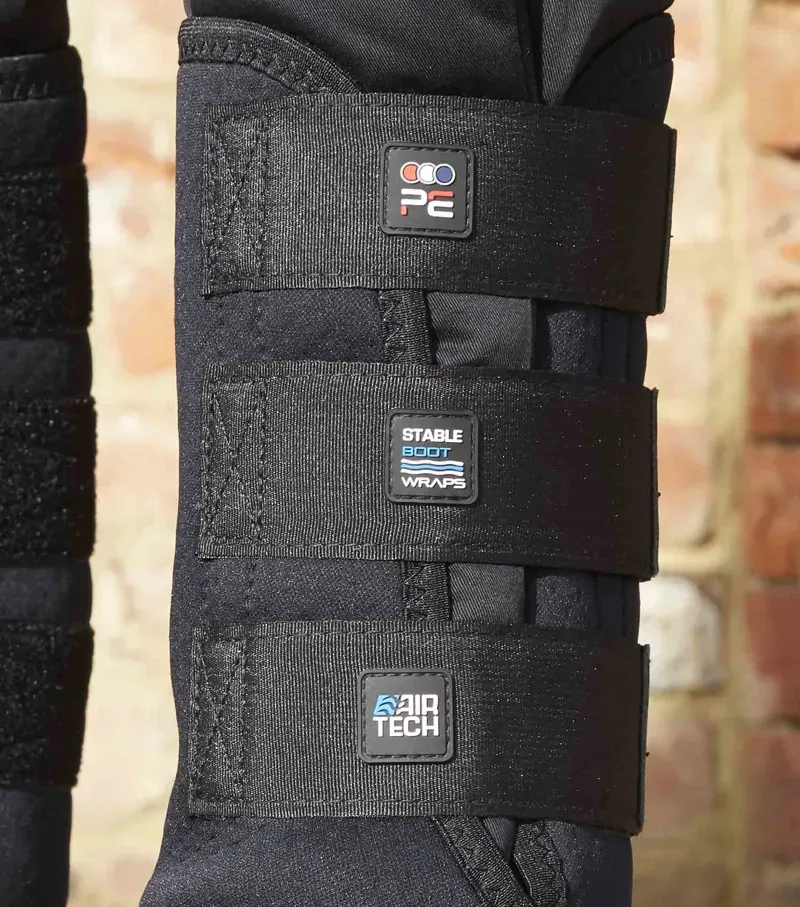 Premier Equine Stable Boot Wraps with Liners in Black-4