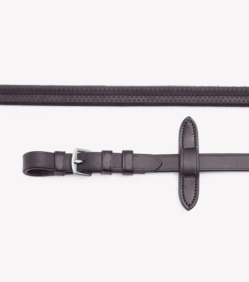 Premier Equine 5/8 inch Stefano Rubber Reins in Brown-5