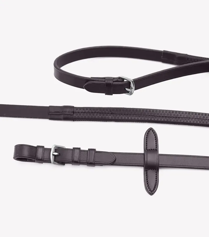 Premier Equine 5/8 inch Stefano Rubber Reins in Brown-4