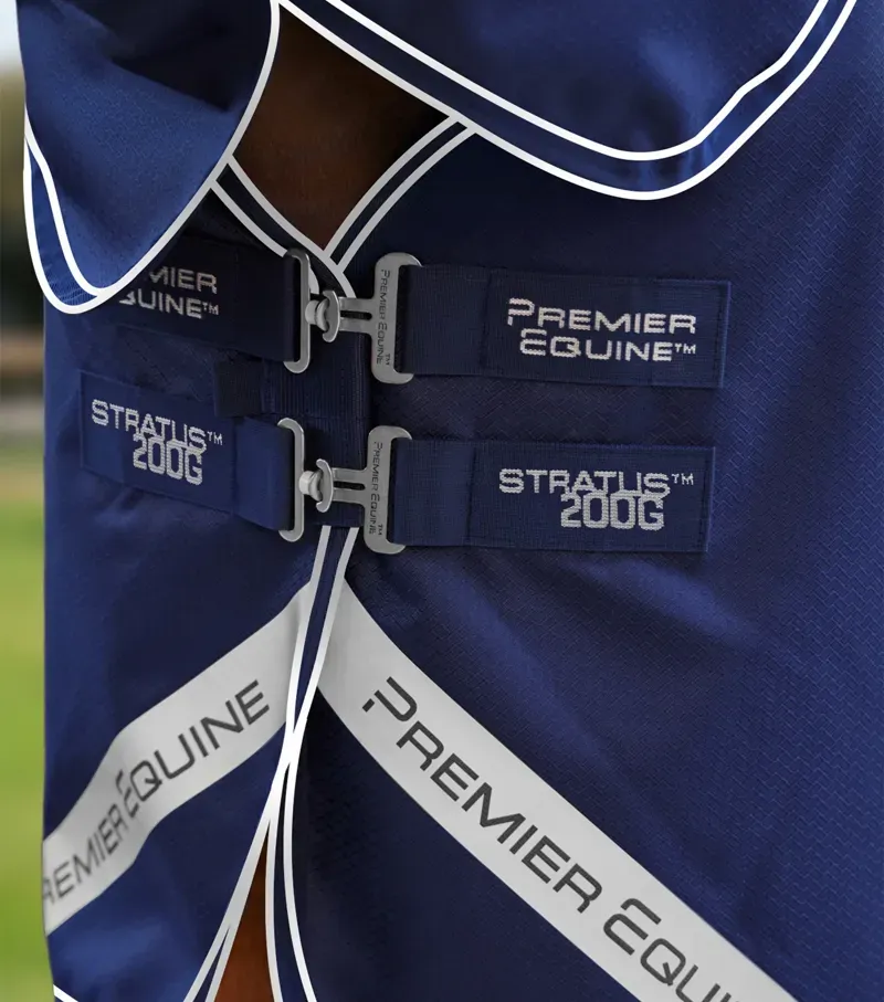 Premier Equine Stratus 600D Series 200g 7'0 Turnout Rug With Classic Neck Cover in Navy-3