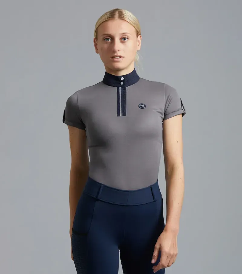 Premier Equine Ladies Amia Technical Short Sleeve Riding Top in Anthracite Grey