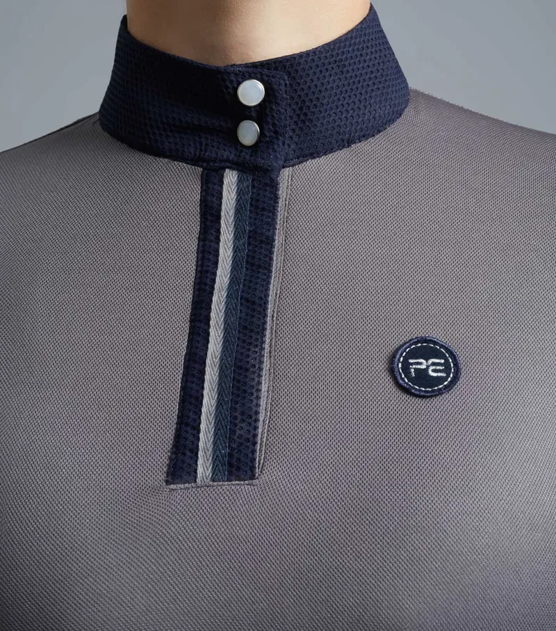 Premier Equine Ladies Amia Technical Short Sleeve Riding Top in Anthracite Grey-2
