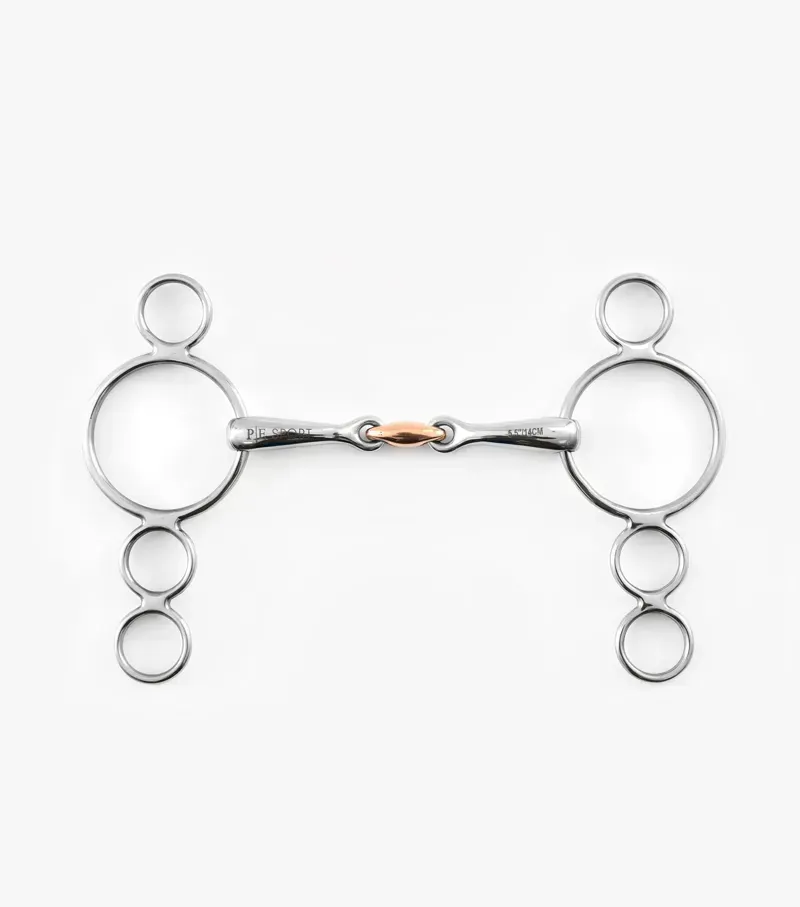 Premier Equine Three Ring Dutch Gag With Copper Lozenge in Silver