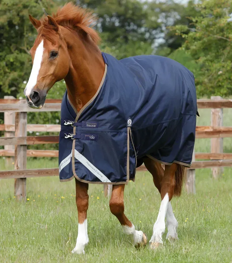 Premier Equine Titan 100g Original Turnout Rug in Navy