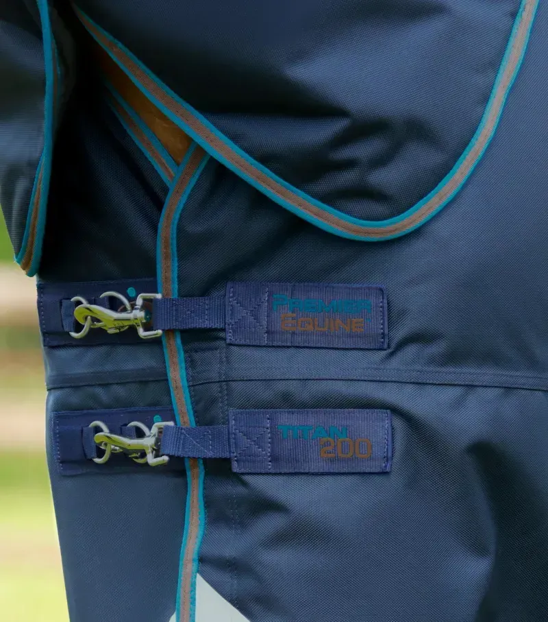 Premier Equine 200g Titan Turnout Rug With Snug-Fit Neck Cover in Navy-2