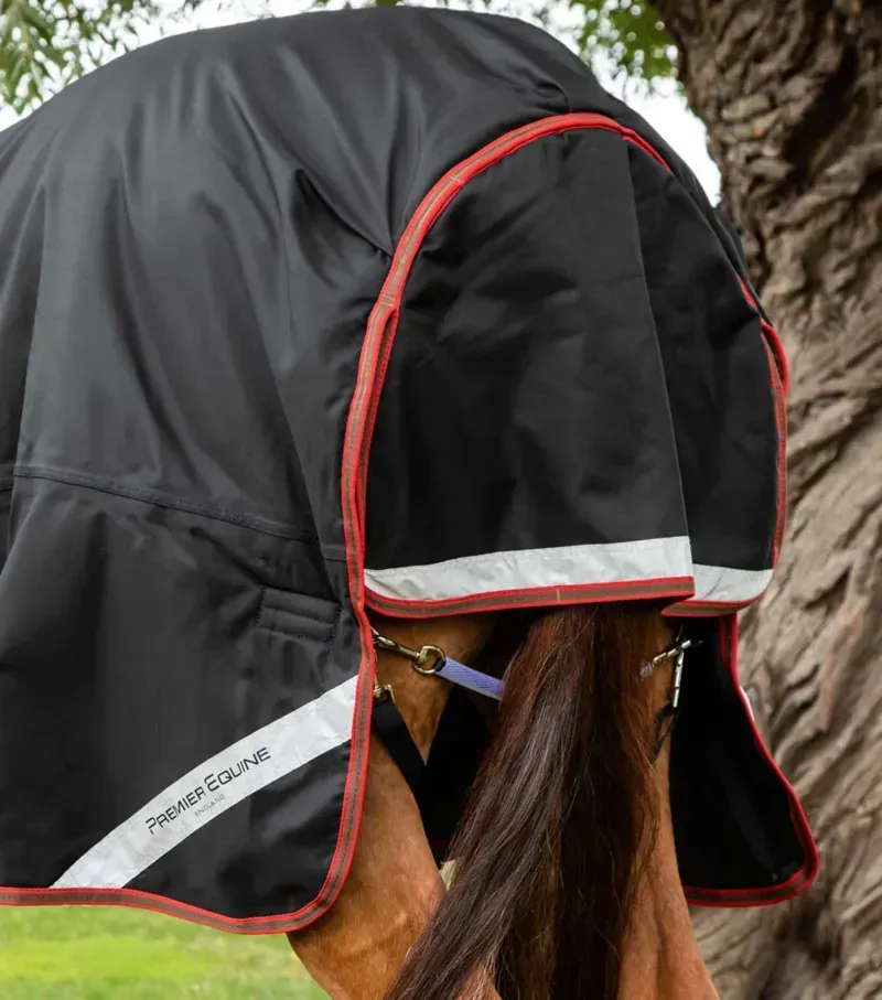 Premier Equine Titan 450g Turnout Rug With Snug-Fit Neck Cover in Black-4