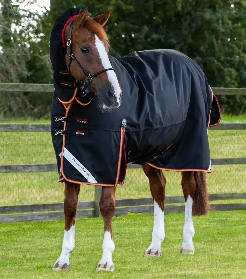 Premier Equine Titan Storm 450g Combo Turnout Rug with Snug-Fit Neck in Black