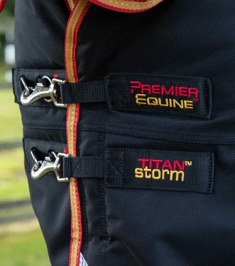 Premier Equine Titan Storm 450g Combo Turnout Rug with Snug-Fit Neck in Black-2