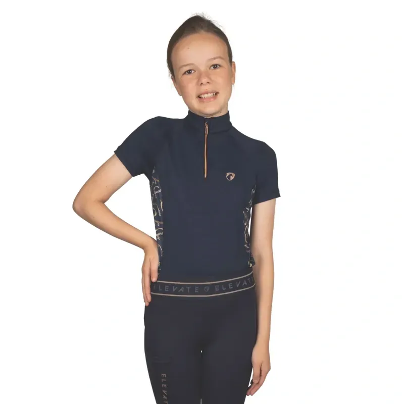 Hy Equestrian Mizs Elevate Heritage Short Sleeve Base Layer in Navy