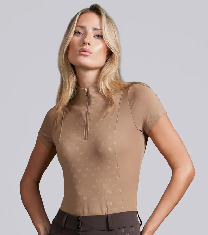 Premier Equine Int. Women's UK 8 Valerius Short Sleeve Top in Latte