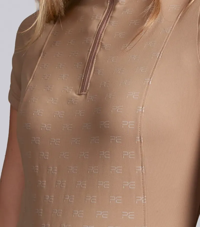 Premier Equine Int. Women's UK 14 Valerius Short Sleeve Top in Latte-3