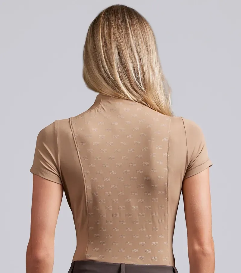 Premier Equine Int. Women's UK 12 Valerius Short Sleeve Top in Latte-1