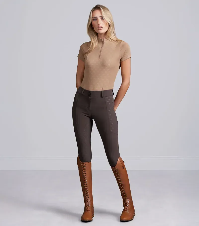 Premier Equine Int. Women's UK 16 Valerius Short Sleeve Top in Latte-4