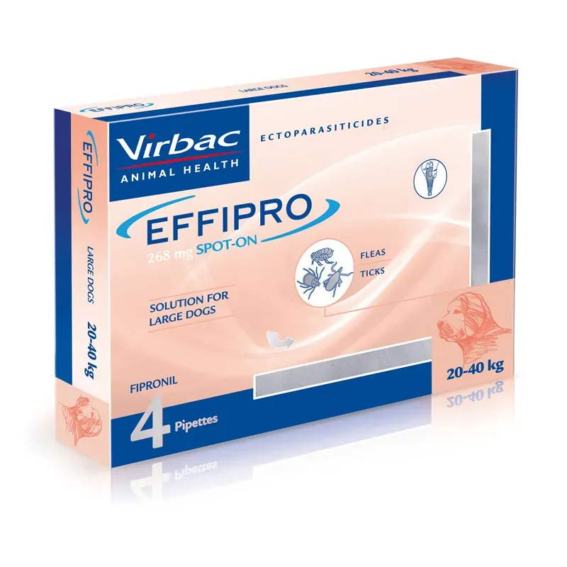 Virbac 20-40kg - 4 Pipettes Effipro Spot On For Large Dogs