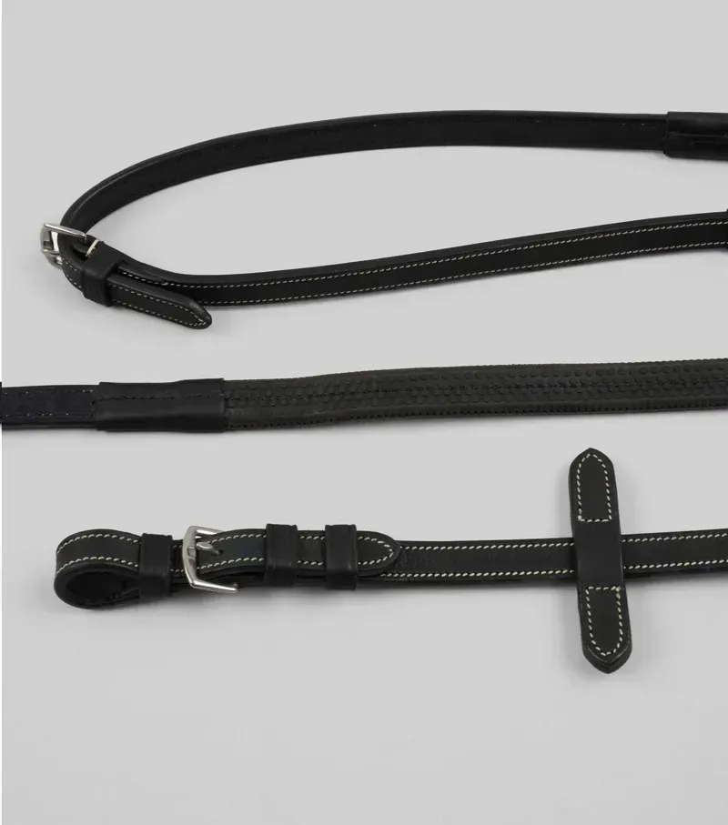 Premier Equine 5/8 Veneto Rubber Grip Reins in Black