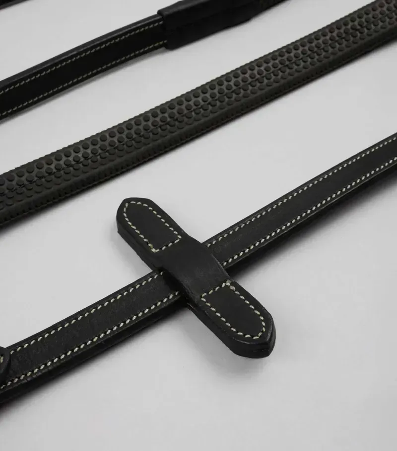 Premier Equine 5/8 Veneto Rubber Grip Reins in Black-1
