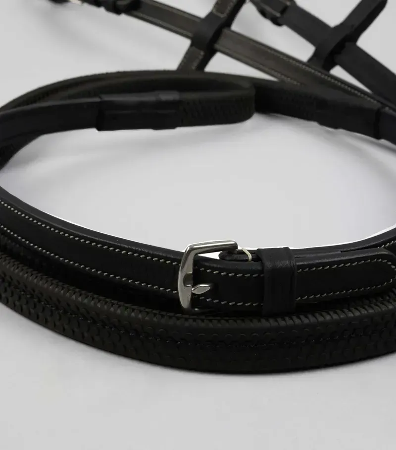 Premier Equine 5/8 Veneto Rubber Grip Reins in Black-3