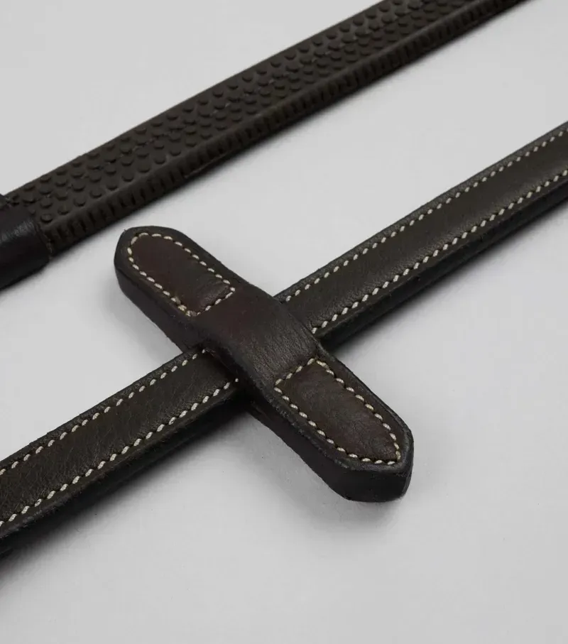 Premier Equine 5/8 Veneto Rubber Grip Reins in Brown-1