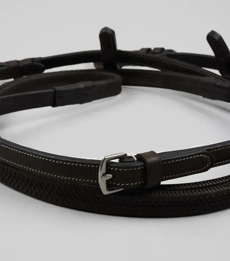 Premier Equine 5/8 Veneto Rubber Grip Reins in Brown-3