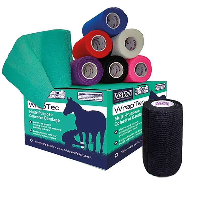 Vetset WrapTec 100mm X 4.5m Cohesive Bandage In Black